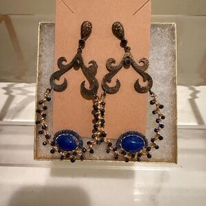 Elegant blue and gold marquise Xanthe earrings